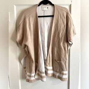 Lyssé Cardigan Duster - Tan and White - Size S/M